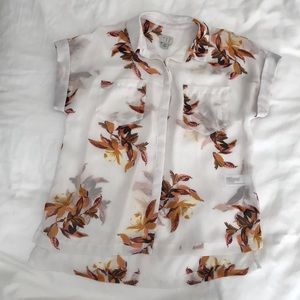 A New Day Floral Print Button-Up Top